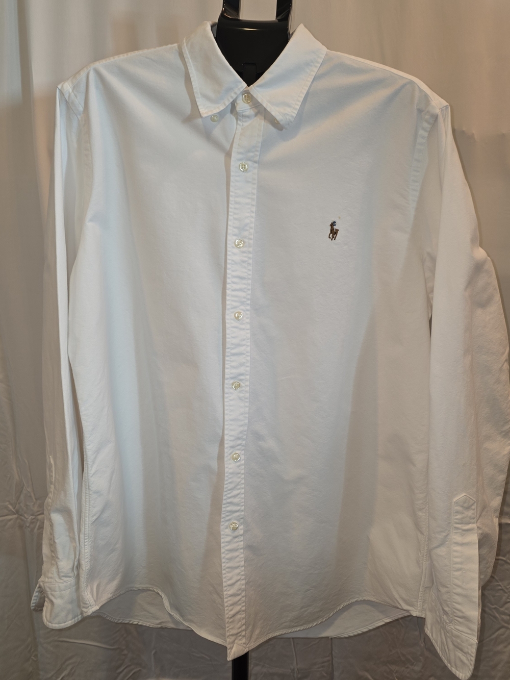Ralph Lauren White Long-Sleeve Button-Down Shirt with Pony Logo